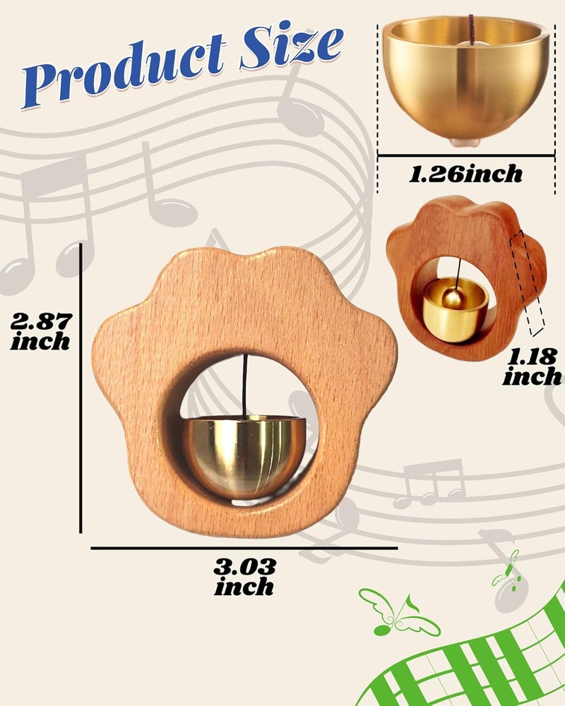 BovcTrraann Magnetic Shopkeepers Bell - Handcrafted Wooden Door Chime for Home, Garden, Porch, or Backyard, Rustic Housewarming Gift for Room or Outdoor Decor (Cat Paw-Shaped) - Image 2